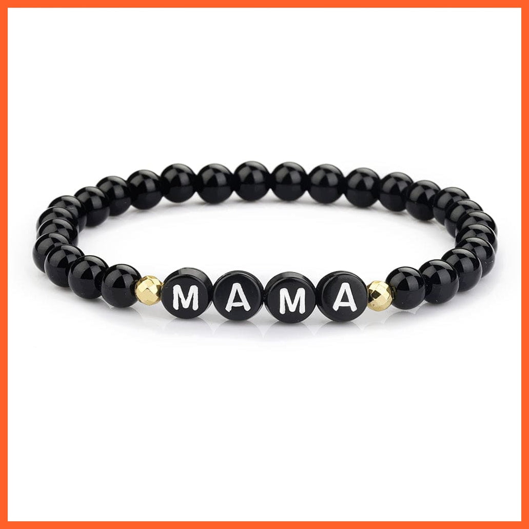 whatagift.com.au black MAMA Natural Stone 6mm Beads Bracelet for Mother's Day Gifts