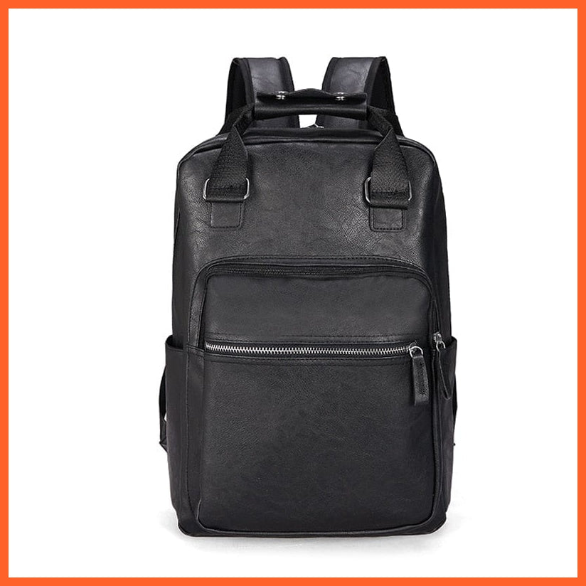 whatagift.com.au Black Men PU Leather Backpack | Large laptop Backpacks