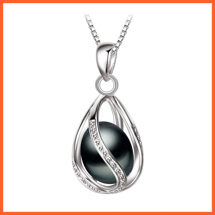 whatagift.com.au Black Natural Freshwater Pearl Pendant Cage Necklace