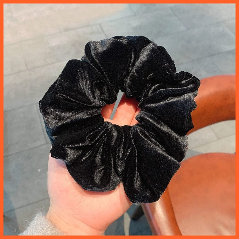 whatagift.com.au Black Oversized Velvet Hair Scrunchies for Women | Hair tie Accessories