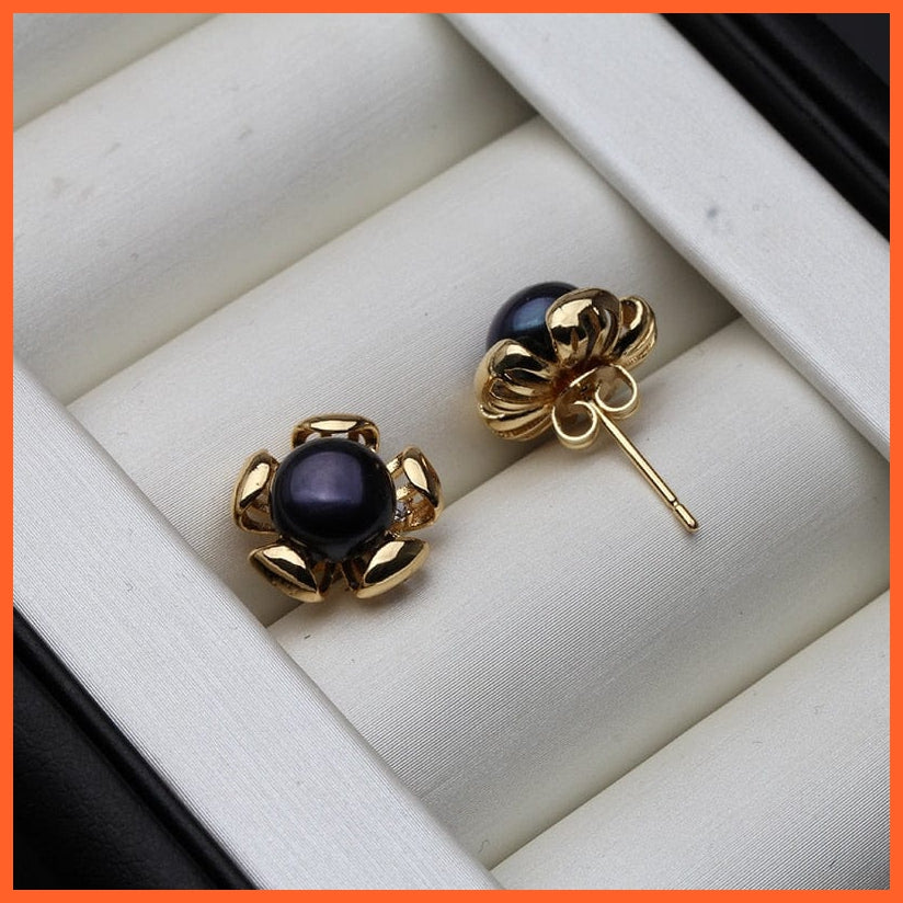 whatagift.com.au black pearl earring Genuine Cultured Freshwater Pearl Earring