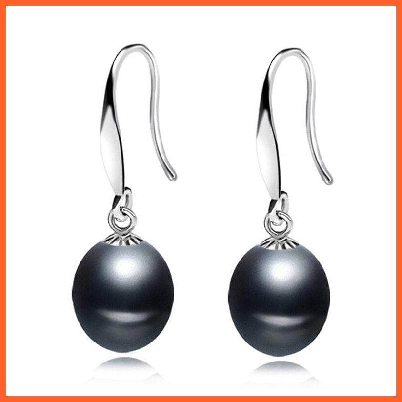 whatagift.com.au black pearl earring Silver White Freshwater Pearl Drop Earring