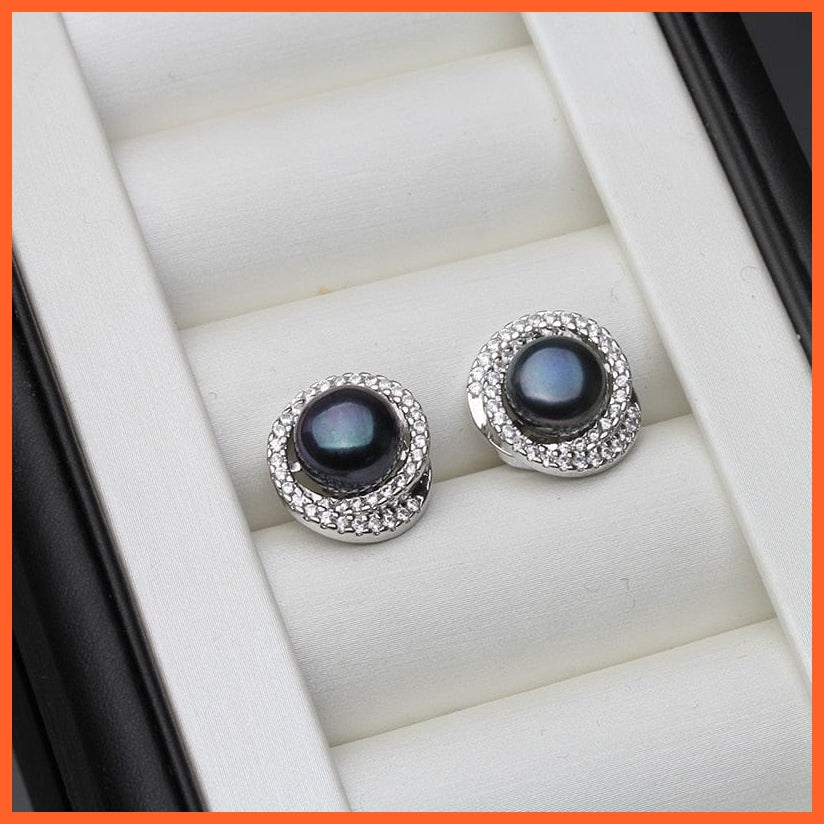 whatagift.com.au black pearl earring White Black 925 Sterling Silver Natural Freshwater Drop Pearl Earrings