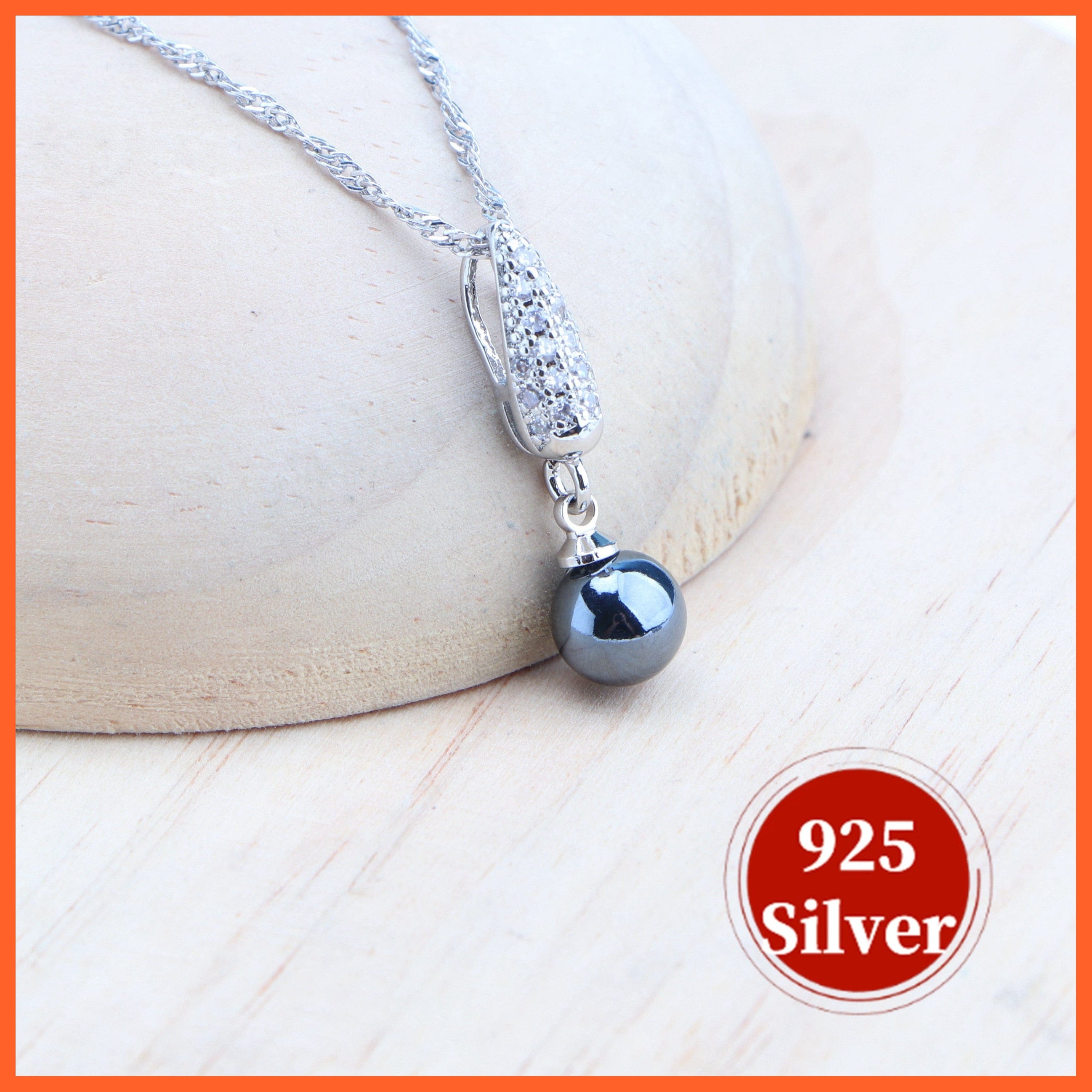 whatagift.com.au Black Pearls 925 Silver Ring Bracelets Earrings Pendants Necklace Set For Women | Best Gift for Women Day Mothers Day Valentines Day