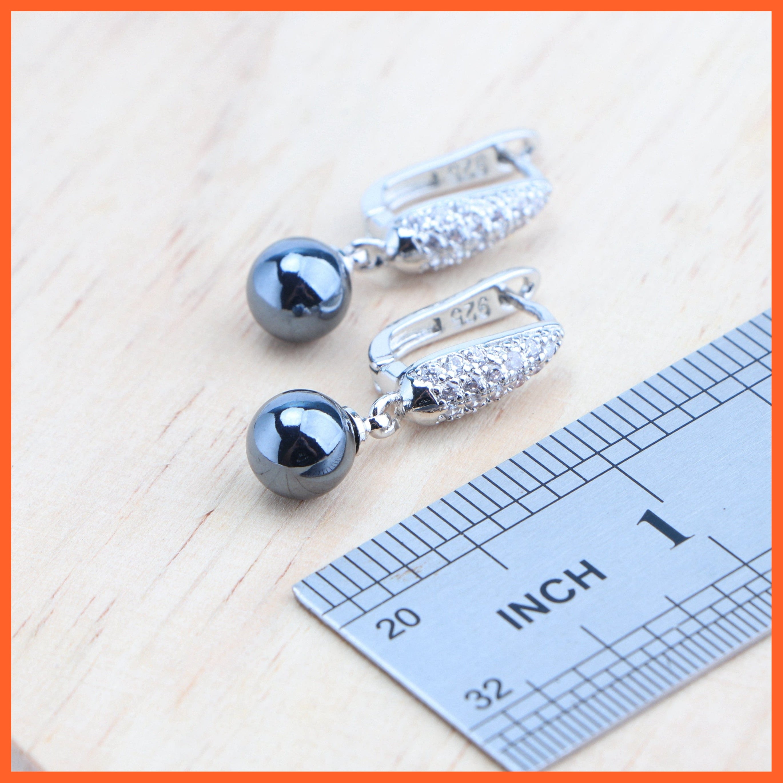 whatagift.com.au Black Pearls 925 Silver Ring Bracelets Earrings Pendants Necklace Set For Women | Best Gift for Women Day Mothers Day Valentines Day