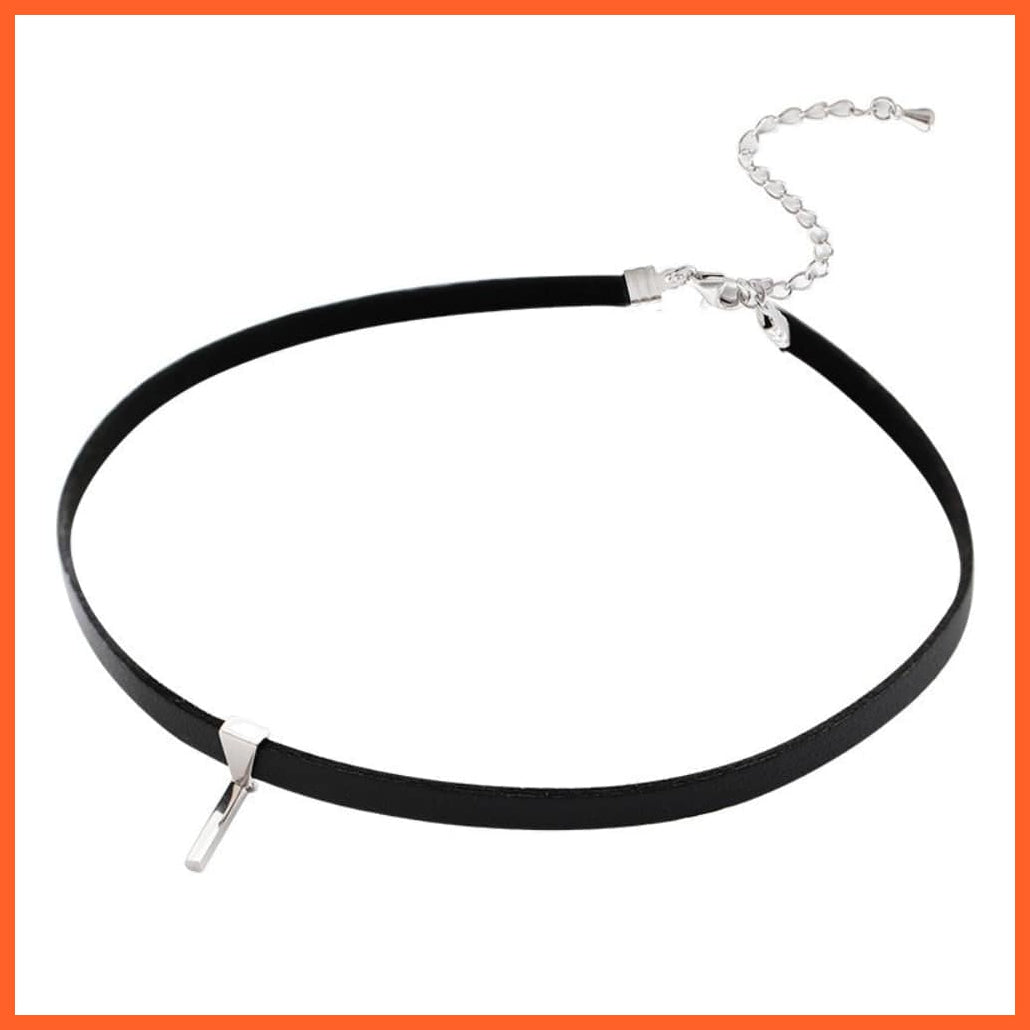 whatagift.uk Black PU Leather Short Necklace for Women