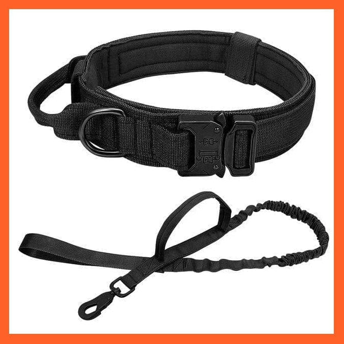 whatagift.com.au Black Set / M Nylon Military Durable Tactical Dog Collar | Tough Dog Collar With Training Control Adjustable Leash