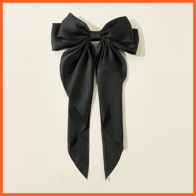 whatagift.com.au Black Women Large Bow Hairpin | Summer Chiffon Big Bowknot Clip | Hair Accessories