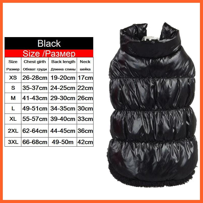whatagift.com.au Black / XS Warm Shiny Winter Fleece Inside Windproof Pet Jackets for Medium Large Dogs