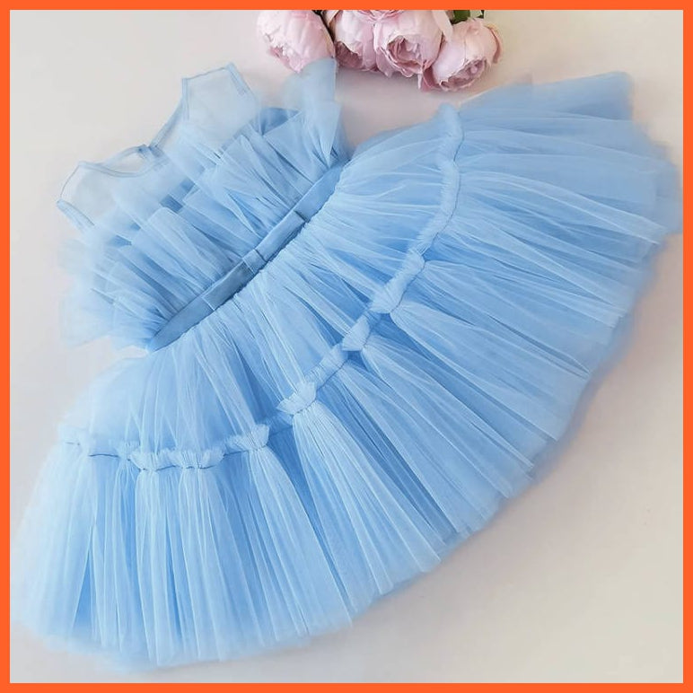 whatagift.com.au blue 01 / 9M Princess Gown for Girls | Girl Elegant Birthday Tulle Dress | Bridesmaid Evening Party Dresses