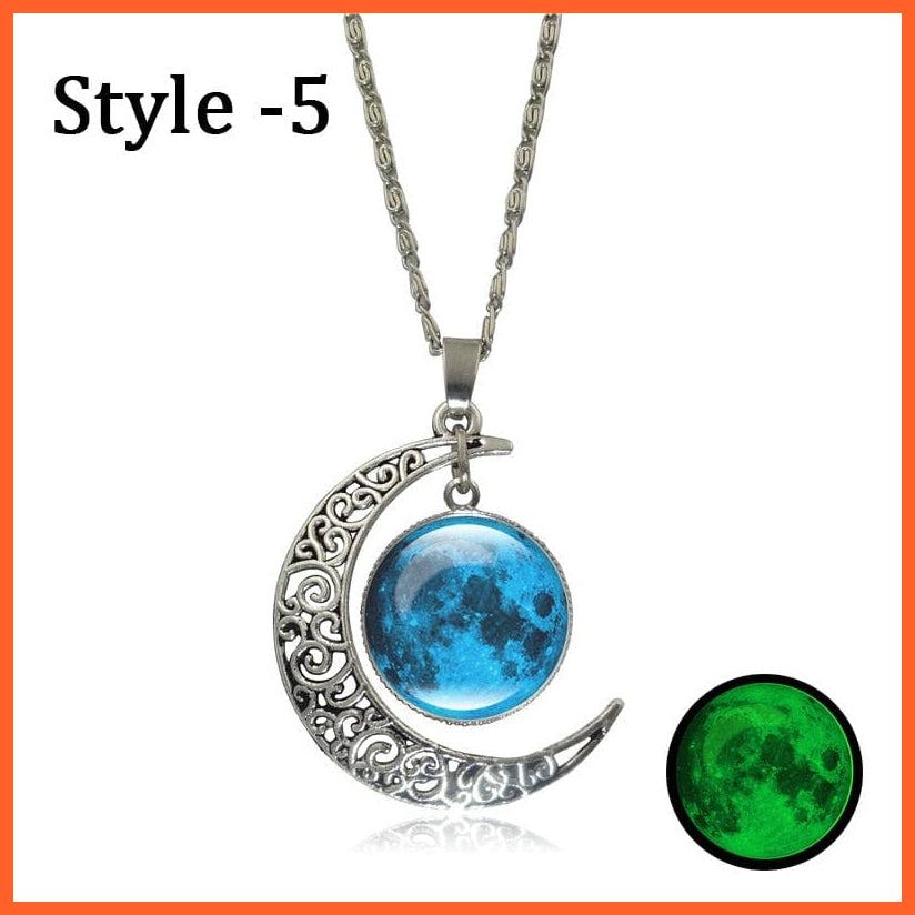 whatagift.com.au blue 1 Moon Glowing Necklace | Glow in the Dark Halloween Pendant