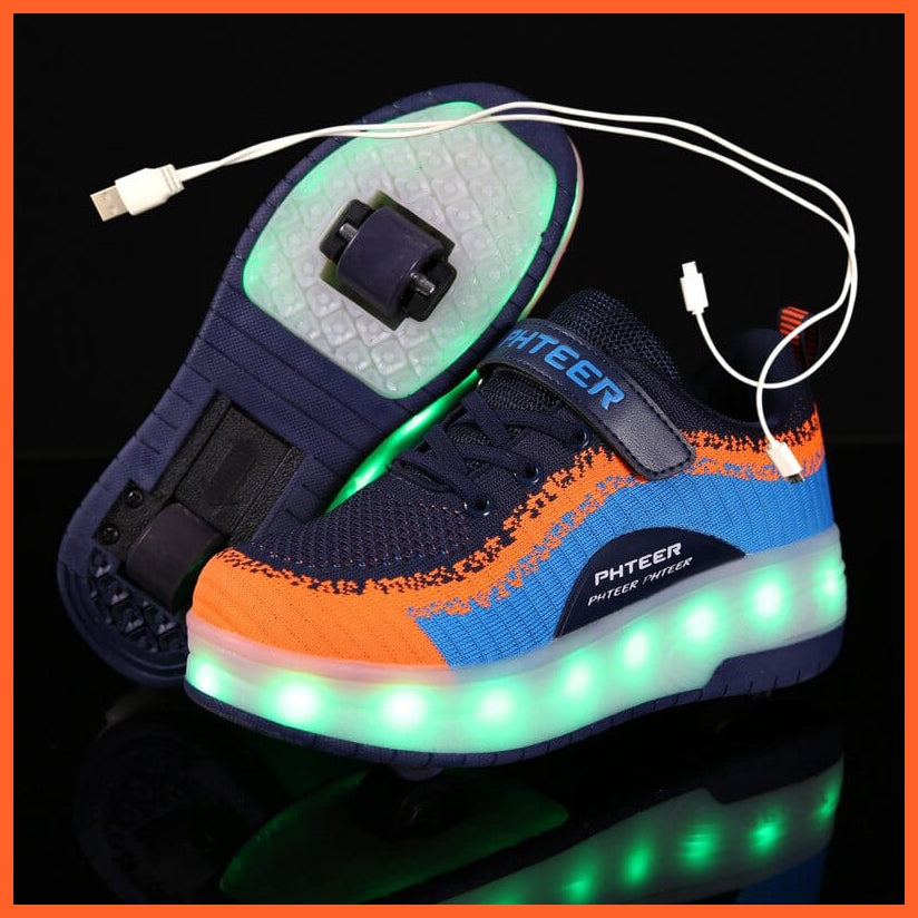 whatagift.com.au Blue / 1 USB Charging LED Light Roller Skate Shoes For Children