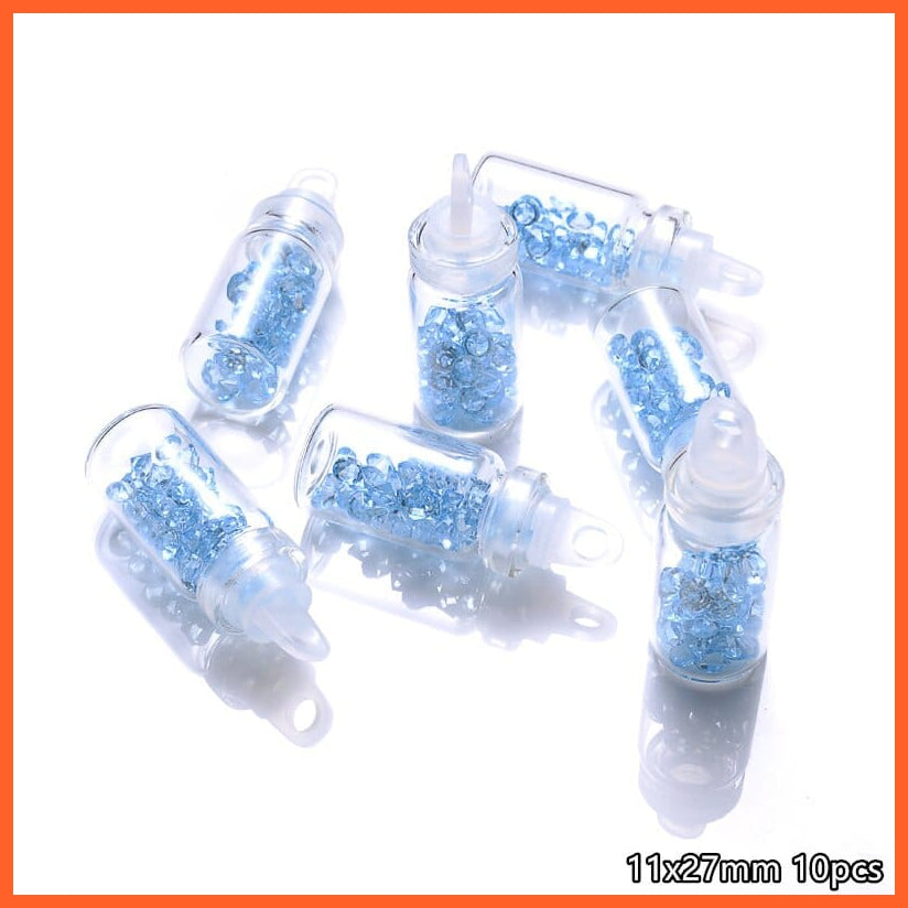 whatagift.com.au Blue 11x27mm 10Pcs/Lot Conch Shell Glass Resin Wish Bottle Pendants Charms For Necklace