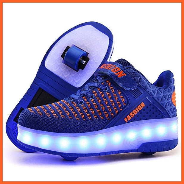 whatagift.com.au Blue / 2 Copy of LED Sneakers With Wheels for Kids | USB Charging LED Light Roller Skate Shoes