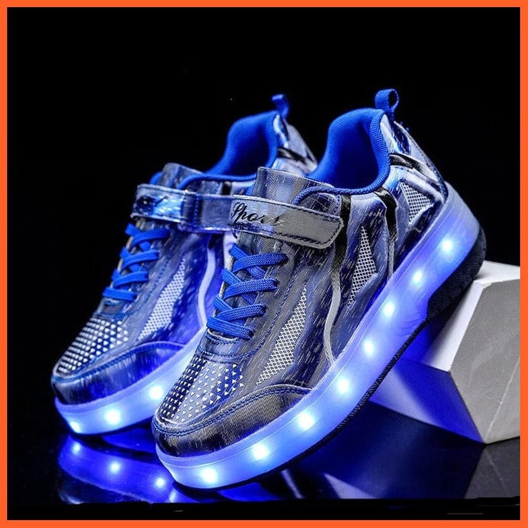 whatagift.com.au Blue / 29 Insole 18.5CM Usb Charging Led Light Roller Skate Shoes For Children