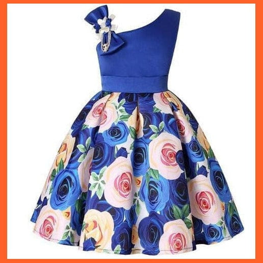 whatagift.com.au Blue / 2T Floral Print Dresses For Girls