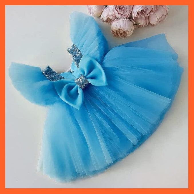 whatagift.com.au Blue / 3T Sequin Lace Dress Party Tutu Fluffy Gown For Girls