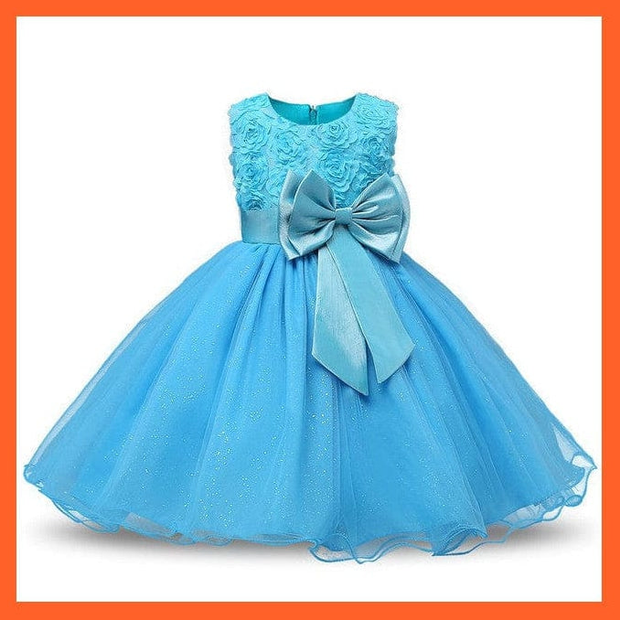 whatagift.com.au blue / 6T Vintage Girls Flower Dress For Wedding Evening Princess Party