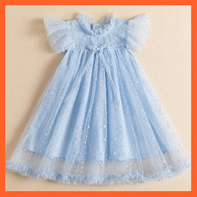 whatagift.com.au Blue 7-1 / 3 T ( 100 CM ) Girls Lace Dress New Floral Kids Dresses