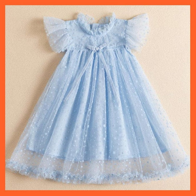 whatagift.com.au Blue 7-1 / 3T Girls Lace Dress New Floral Kids Dresses For Girls