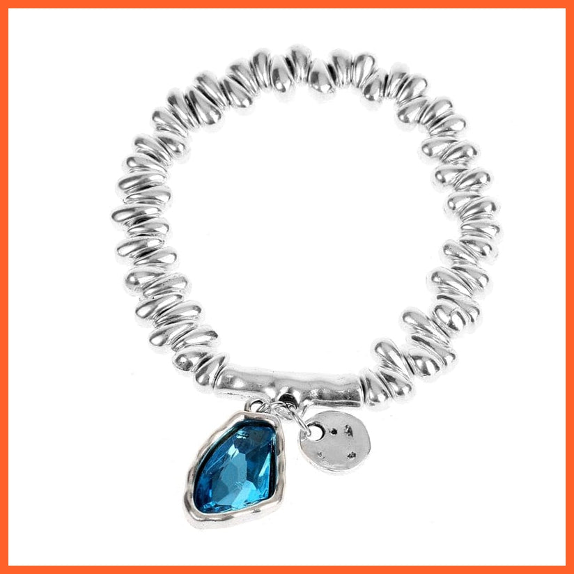 whatagift.com.au Blue / China / 18.5cm Ancient Silver Plated Crystal Adjustable Size Women Bracelet For Valentine