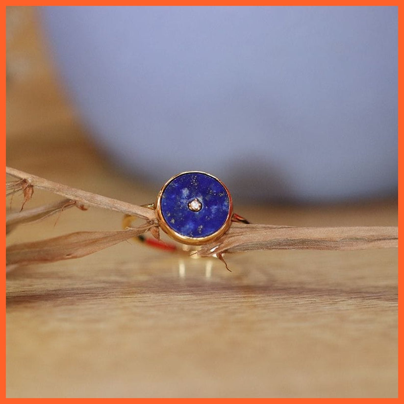 whatagift.com.au Blue Color Round lapis Lazuli Adjustable Rings for Women