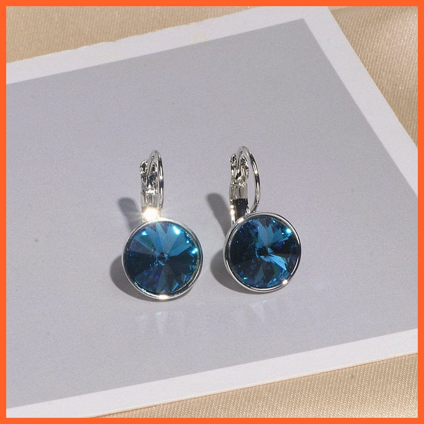 whatagift.com.au Blue Crystal Round Clear Crystal Drop Earrings For Women