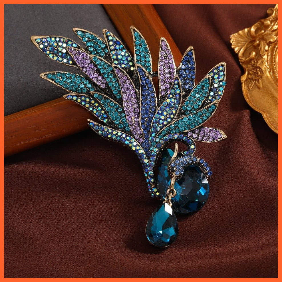 whatagift.com.au Blue Vintage Crystal Phoenix Wings Brooches Badges For Women