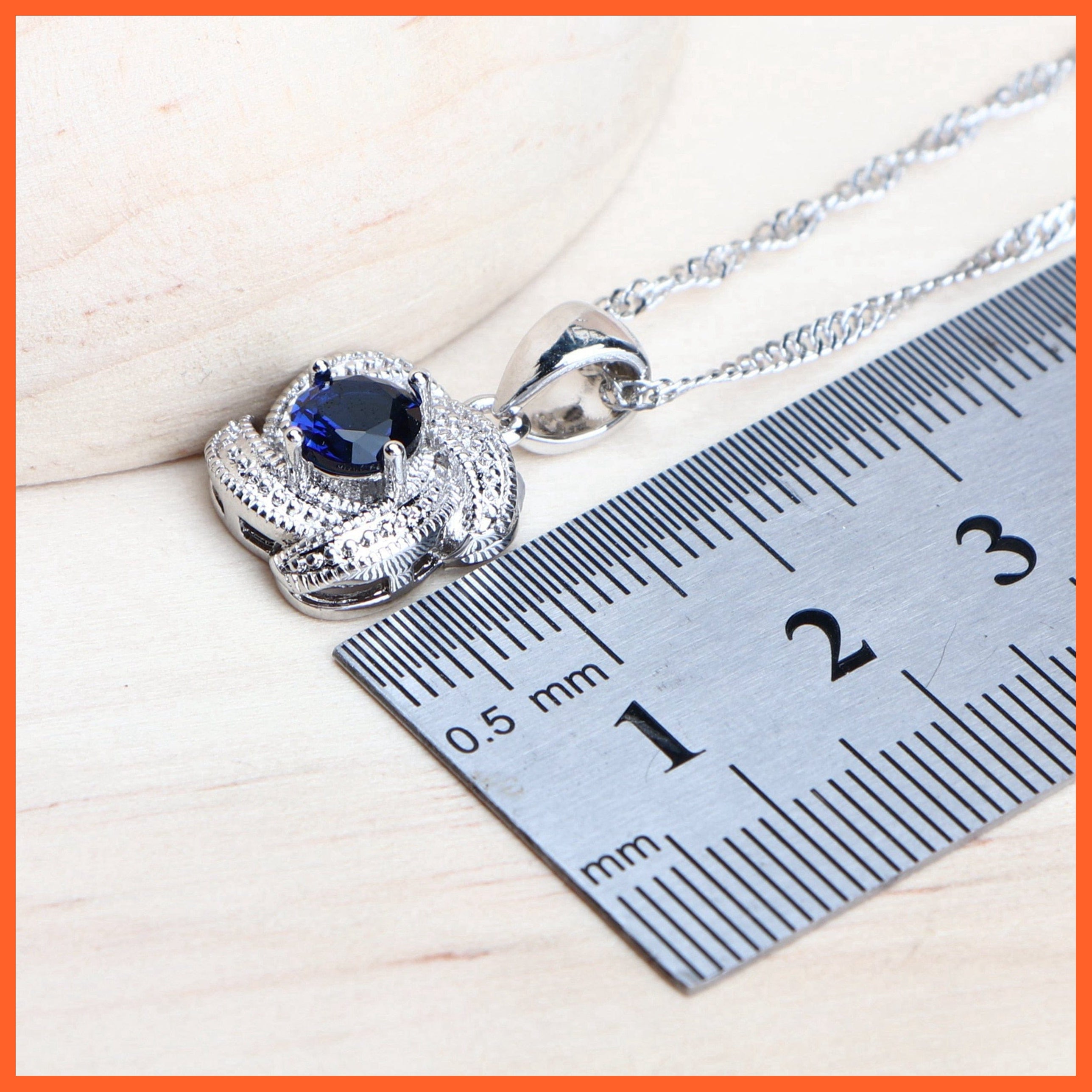 whatagift.com.au Blue Zirconia 925 Sterling Silver Earrings Rings Bracelets Pendant Necklace Set For Women