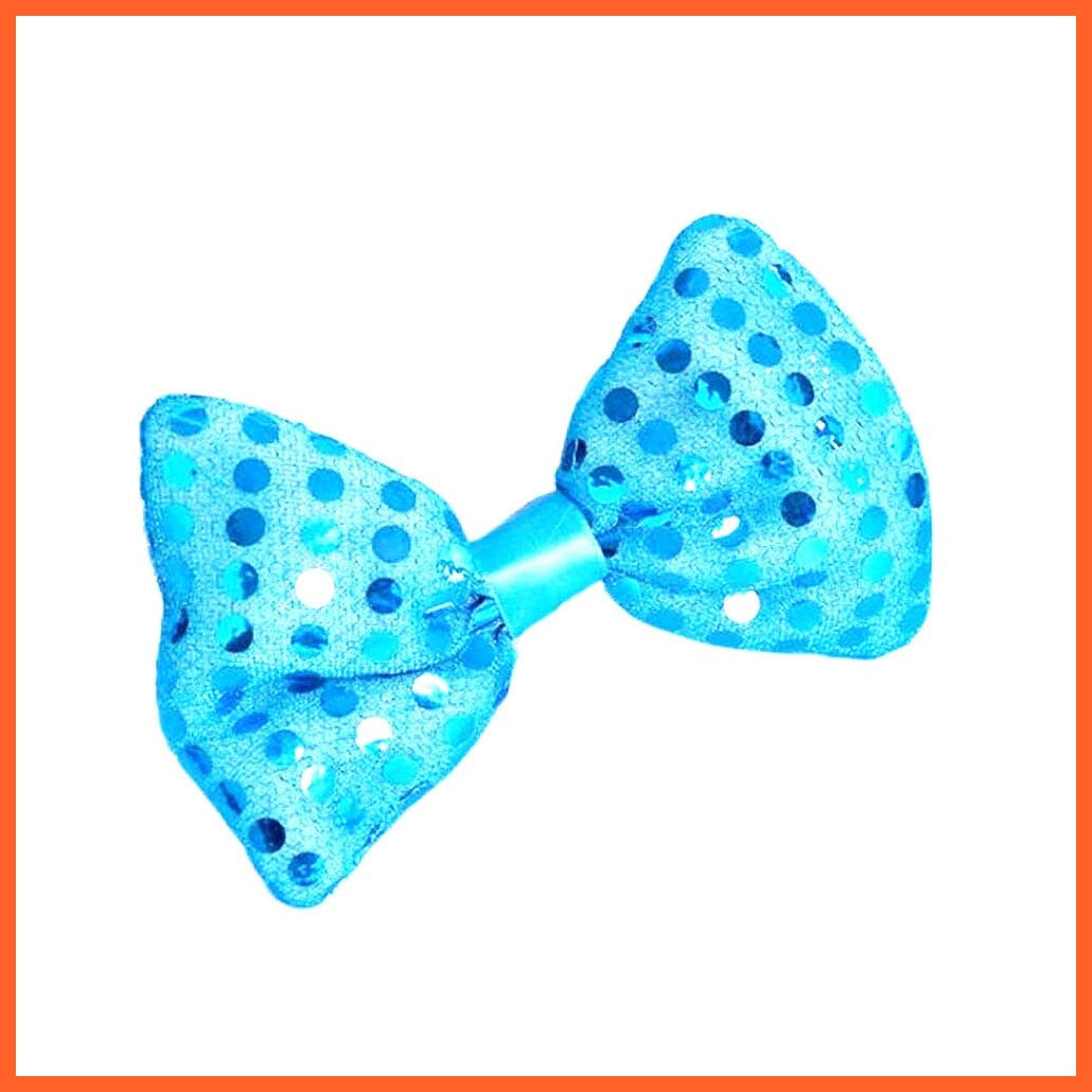 whatagift.com.au bow blue 10pcs Blinking Light up Sequin Bow Tie Necktie For Party