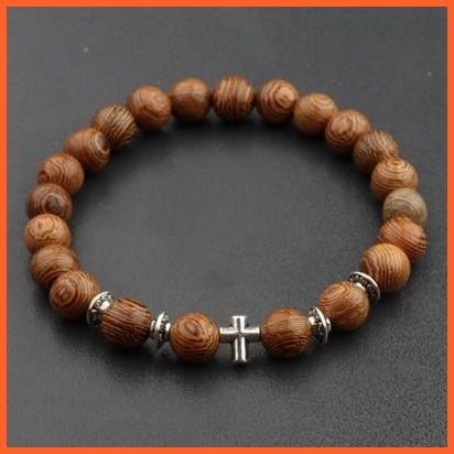 Natural Wood Beads Cross Bracelets Onyx Meditation Prayer Bracelet | whatagift.com.au.