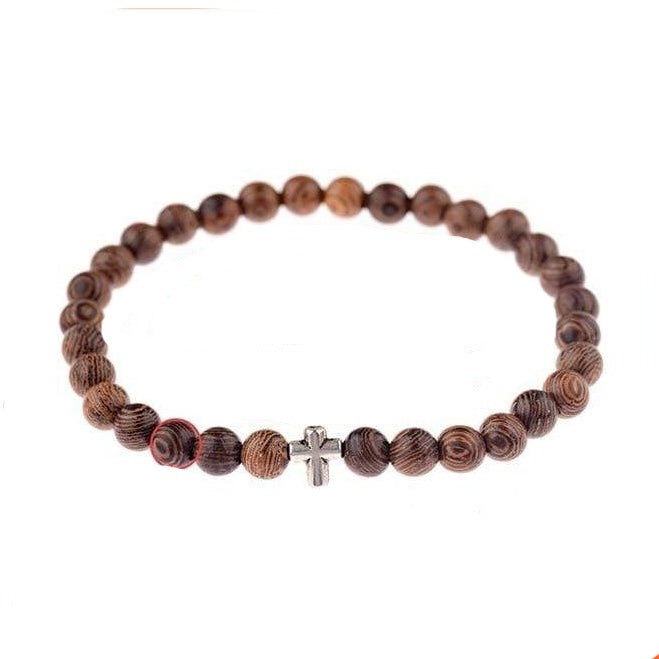 Natural Wood Beads Cross Bracelets Onyx Meditation Prayer Bracelet | whatagift.com.au.