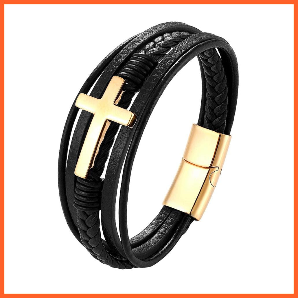 Cross Bracelet Stainless Steel Black Jesus Cross Steel Bracelet Band | whatagift.com.au.