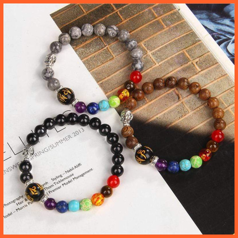 Natural Stone Seven Chakra Bracelet | Bracelet For Mindfulness And Control | whatagift.com.au.