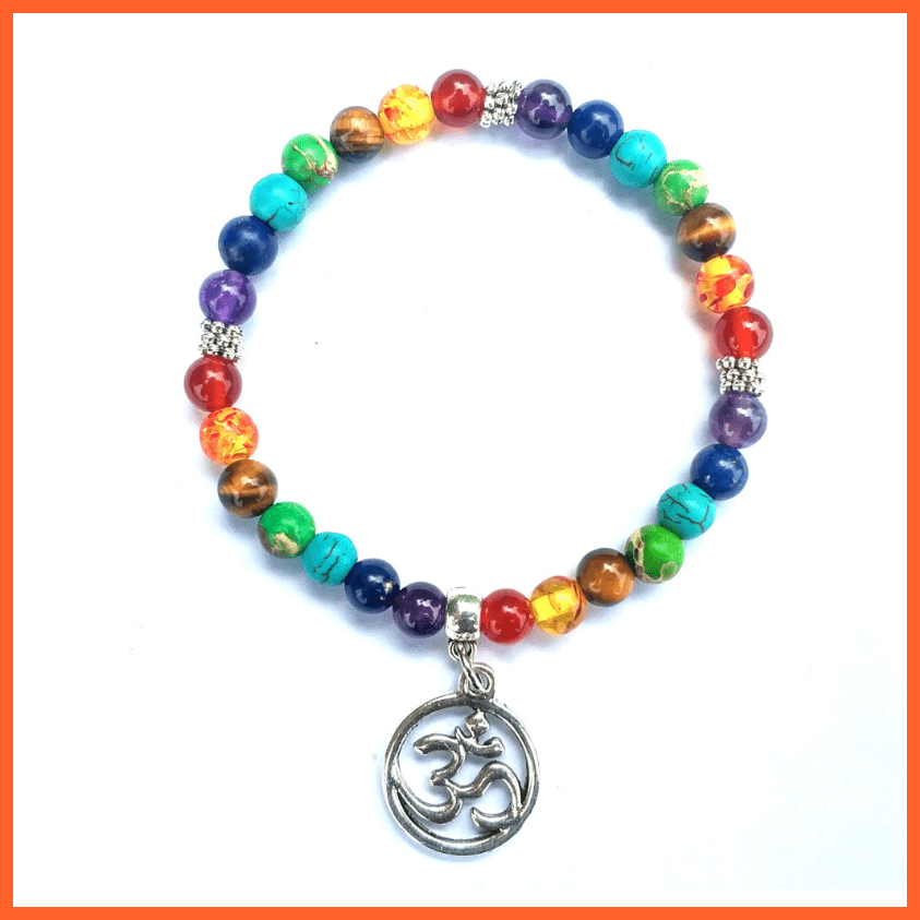 Bracelet Buddha Lotus Pendant | Seven Chakra Yoga 6Mm Natural Stone Bracelet | whatagift.com.au.