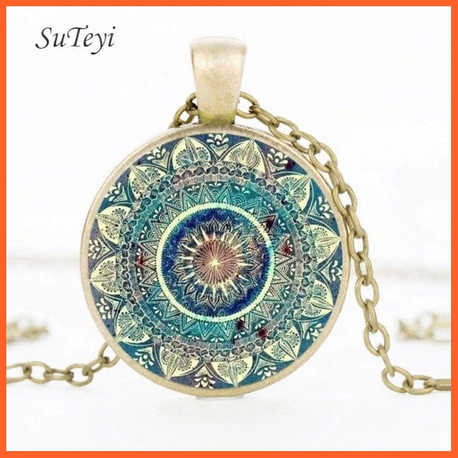 Charming Mandala Art Picture Earrings And Necklace | Om Symbol Zen Buddhism Glass Dome Rings For Women | whatagift.com.au.