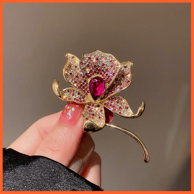 whatagift.com.au Brooches 10 Rhinestone Red Rose Flower Brooches | Elegant Tulip Flower Bowknot Lapel Pins