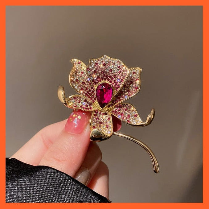 whatagift.com.au Brooches 10 Rhinestone Red Rose Flower Brooches | Elegant Tulip Flower Bowknot Lapel Pins