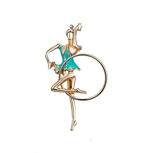 whatagift.com.au Brooches 2 iron hoop Gymnastics Girl Flower Dancer Crystal Brooches | Cute Pin Corsage Jewellery
