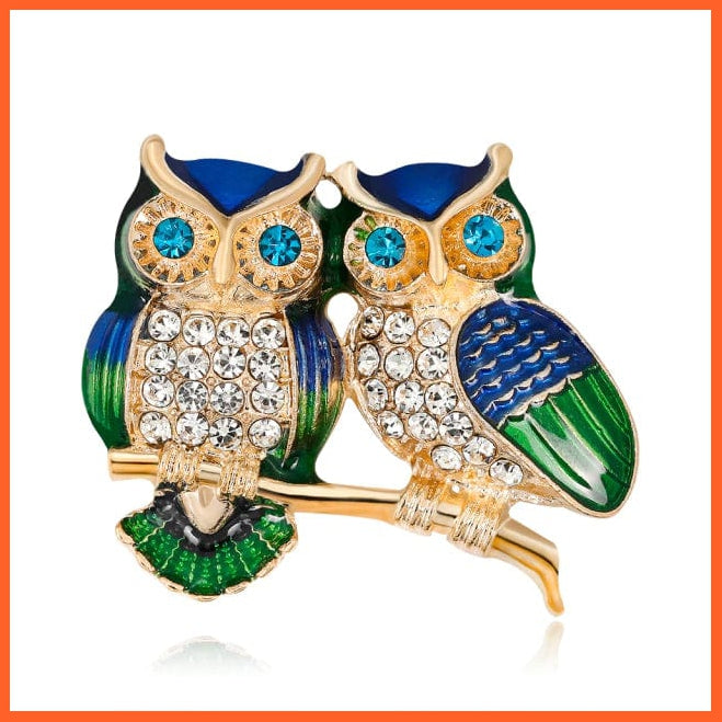whatagift.com.au Brooches 2 Lovely Owl Brooches | Trendy Rhinestone Bird Casual Decoration Badge Pin