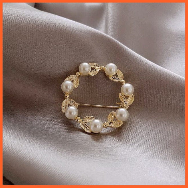 Women Pearl Rhinestone Butterfly Brooch | Trendy Elegant Leaf Brooch Pins | whatagift.com.au.