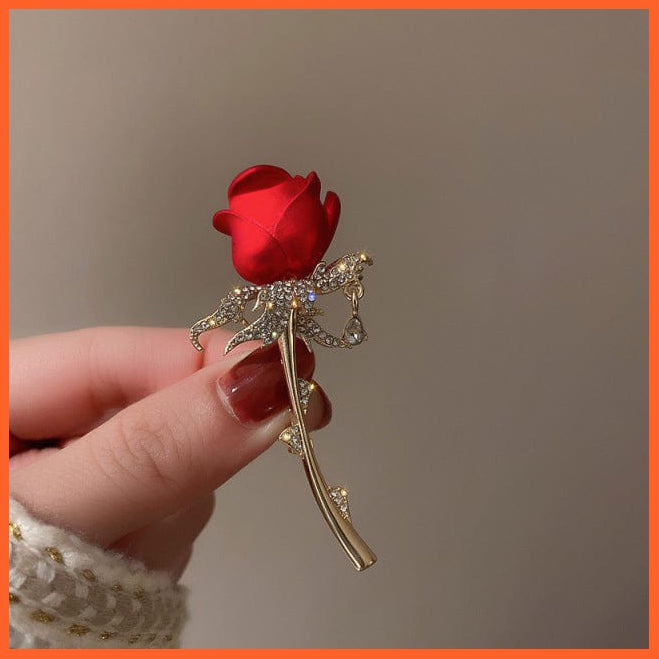 whatagift.com.au Brooches 3 Rhinestone Red Rose Flower Brooches | Elegant Tulip Flower Bowknot Lapel Pins
