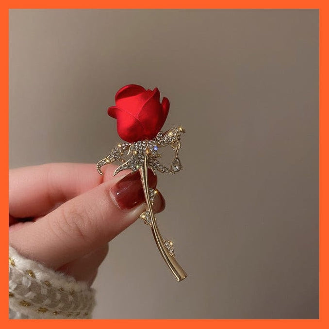 whatagift.com.au Brooches 3 Rhinestone Red Rose Flower Brooches | Elegant Tulip Flower Bowknot Lapel Pins