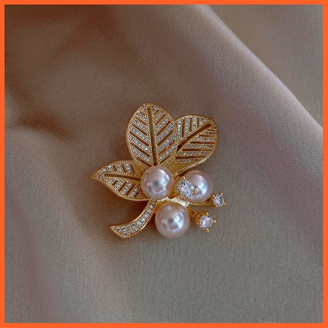 whatagift.com.au Brooches 5 Pearl Rhinestone Wreath Butterfly Brooch for Women | Trendy Elegant Circle Leaf Brooch Pins Party Wedding Gifts