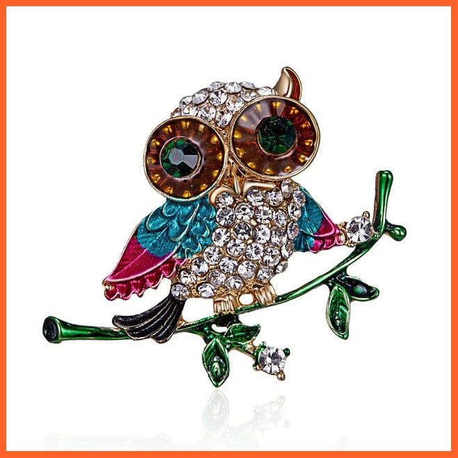whatagift.com.au Brooches 6 Lovely Owl Brooches | Trendy Rhinestone Bird Casual Decoration Badge Pin
