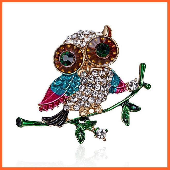 whatagift.com.au Brooches 6 Lovely Owl Brooches | Trendy Rhinestone Bird Casual Decoration Badge Pin