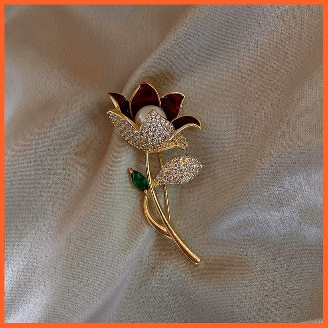 whatagift.com.au Brooches 6 Pearl Rhinestone Wreath Butterfly Brooch for Women | Trendy Elegant Circle Leaf Brooch Pins Party Wedding Gifts