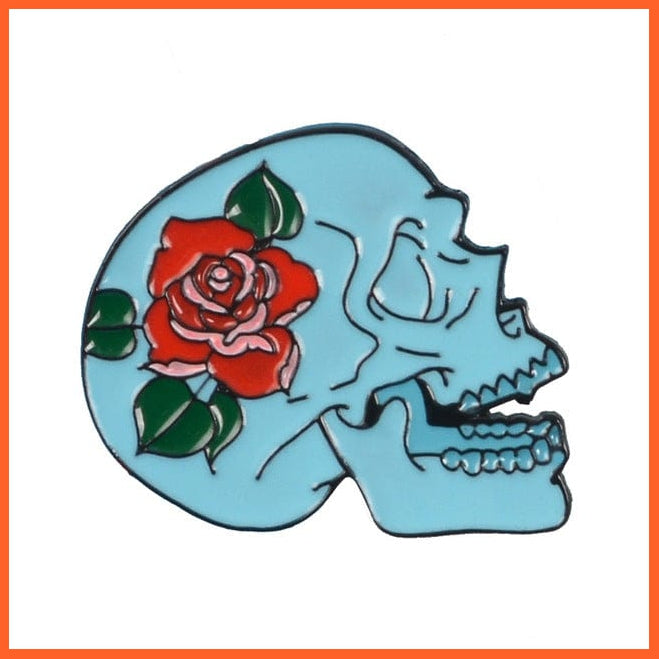 whatagift.com.au Brooches 6 Rose Flowers Japanese Samurai Ninja Skull pins | Skeleton Lapel Brooches