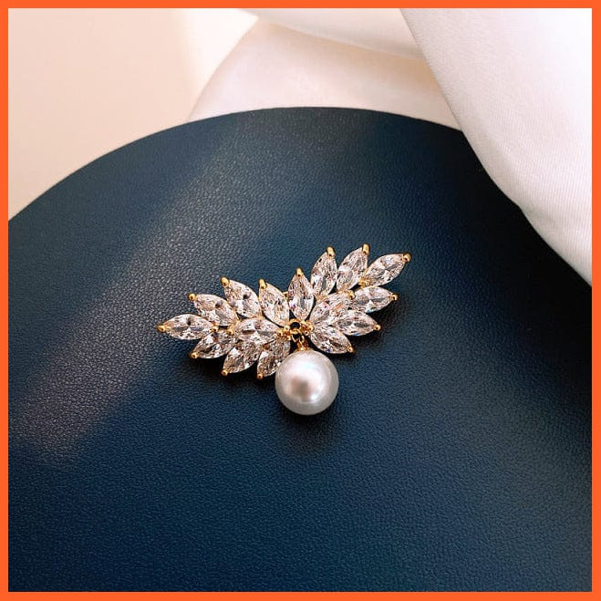 whatagift.com.au Brooches angel wing Fashion Pearl Flower Brooches For Women | Elegant Fashion Crystal Badge Pins
