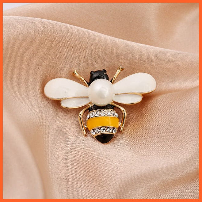 whatagift.com.au Brooches Bee 06 Cute Rhinestone Bee Brooch Women  Accessories | Insect Pearl Corsage Brooches